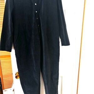 NWT Italian Navy Velvet Button-Up Jumpsuit